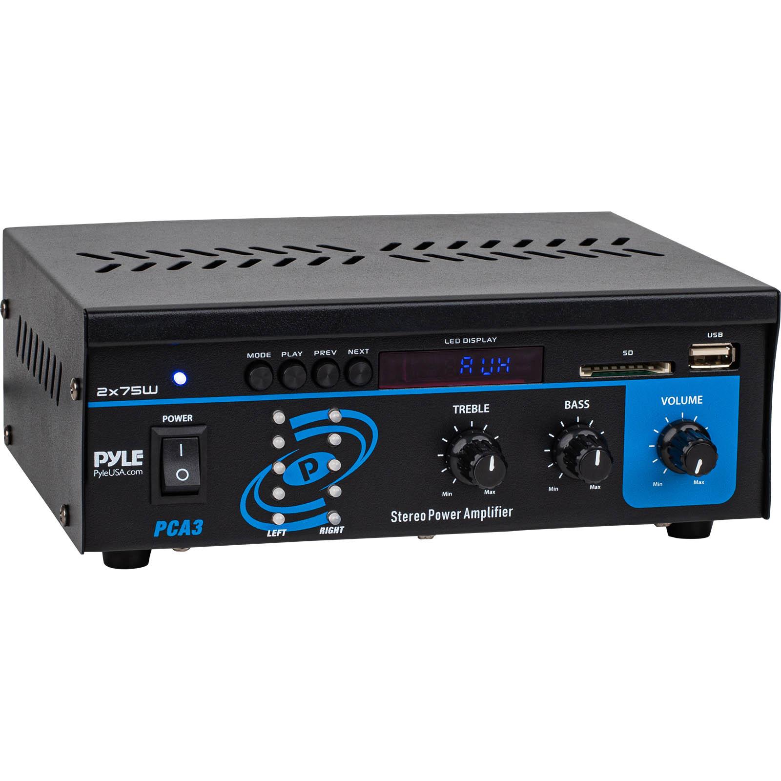 Pyle Mini Stereo Power Amplifier - 2 x 40 Watt with AUX, CD & Mic Inputs